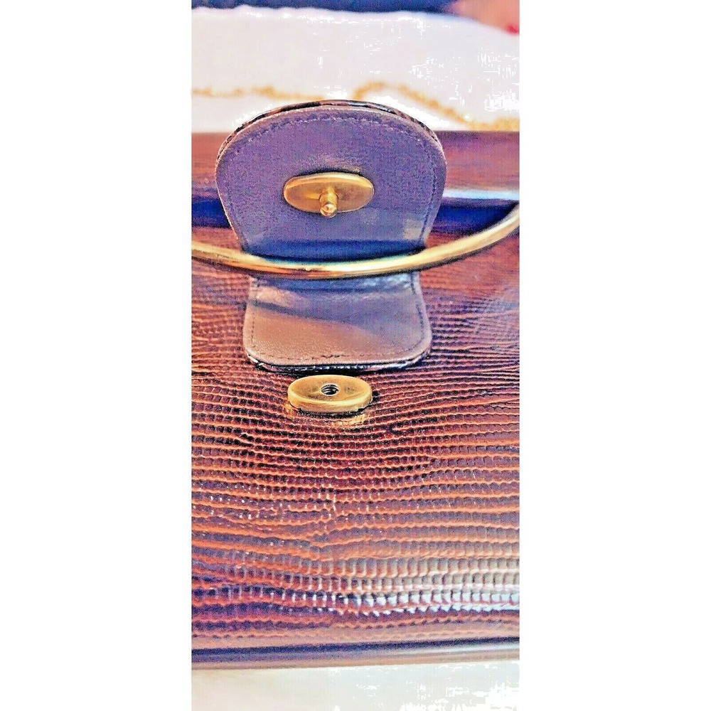 Brown Clutch - Shoulder Bag leather - golden strap - unique clip